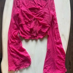 SHEIN Pink Crop Top with Flared Sleeves